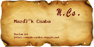 Mazák Csaba névjegykártya